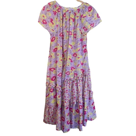 Sundance Pretty Petals Tiered Ruffle Purple Floral Maxi Dress Cotton Size Medium - Picture 2 of 10